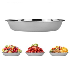 Gitany 6 Sets Round Dinner Plate Dish Food Holder Plates, Stainless Steel Serving Dish Plate