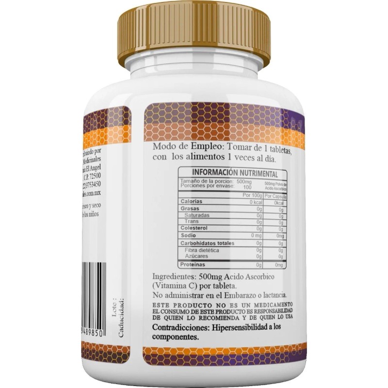 Vitamina 100 Tabletas 500mg Sabor Natural