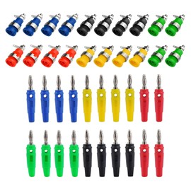 HUAZIZ Pack of 20 Banana Plugs + 20 Banana Socket, Speaker Terminal Binding Post Socket, 4 mm Speaker Amplifier Connection Banana Plug Socket Jack Connectors