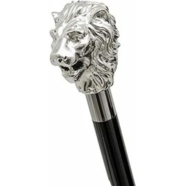 Sanahill Walking Hand Cane Stick Designer Handmade Walking Stick for Men & Women Solid Metal and Natural Wood (Silver Lion Head), 36 inches