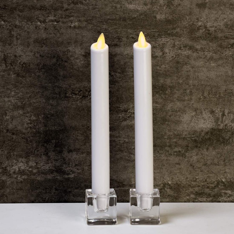Aglary 12PCS Square Glass Taper Candle Holders for Table Centerpiece.