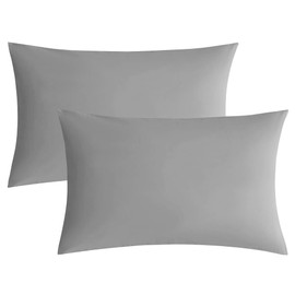 JELLYMONI Pillowcases King Set of 2 Cotton Envelope Pillow Covers Light Grey 20×36in Bed Pillow Cases 100% Washed Cotton Soft Breathable (Pillows are not Included)