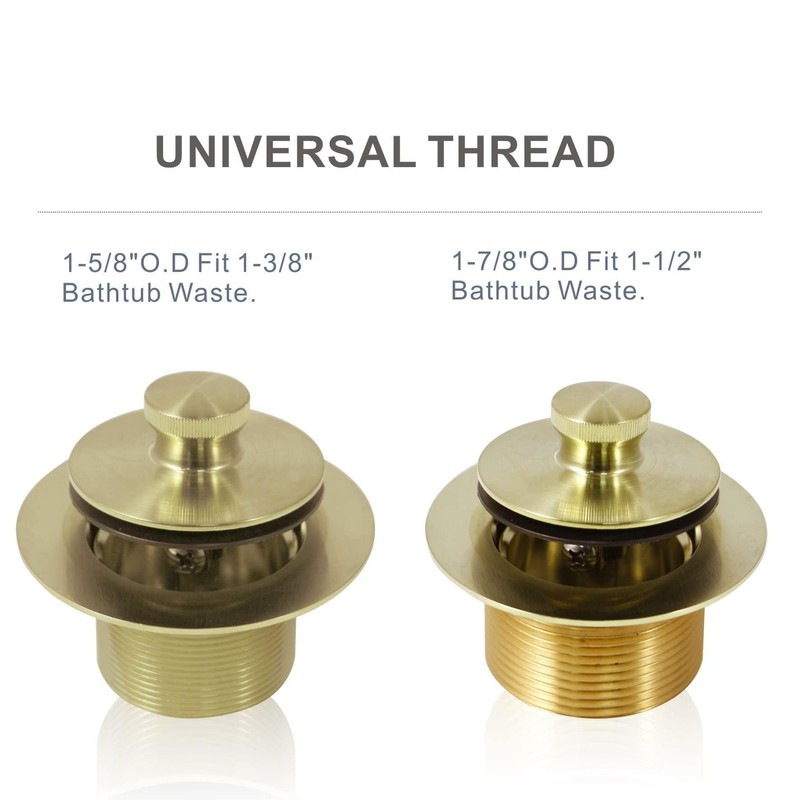 HIDROP Gold Brushed tub Drain Lift &Turn Tub Trim Set