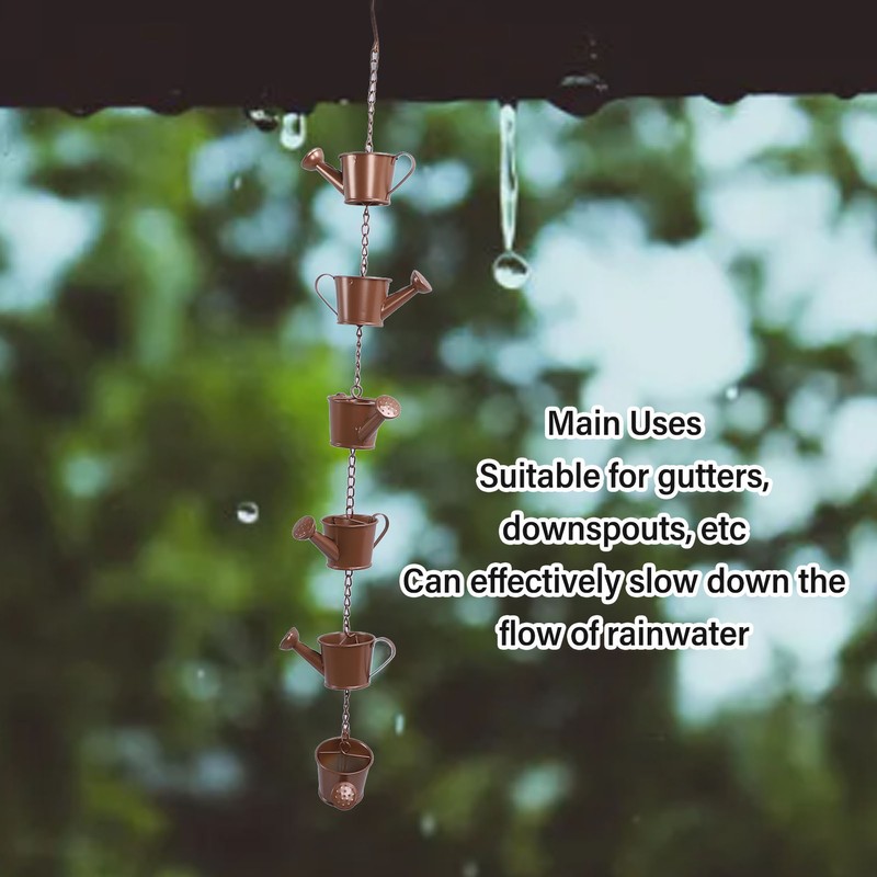 Rain Chain Watering Can Bucket Shaped Decorative 6 Cups Rainwater
