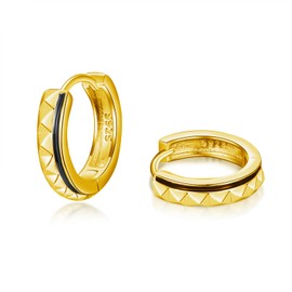 TANGPOET Chunky Hoop Earrings 925 Sterling Silver Gold Huggie Hoop Earrings, Small Hypoallergenic Sleeper Earring, Jewellery Gifts for Women Men