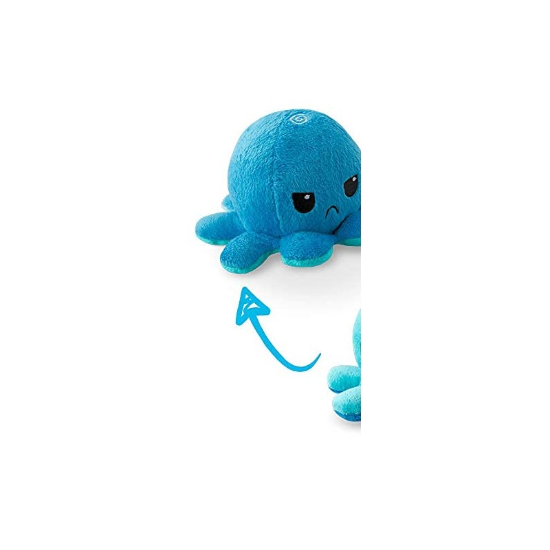 TeeTurtle Reversible Octopus Plushie 4-Inch Angry Light + Dark Blue