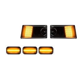 GTINTHEBOX 5pcs Smoked Lens Front Cab Roof Amber LED light Kit Compatible with 2003-2009 Hummer H2, 2005-2009 Hummer H2 SUT Top Clearance Marker Front Cab Roof lamp Shell