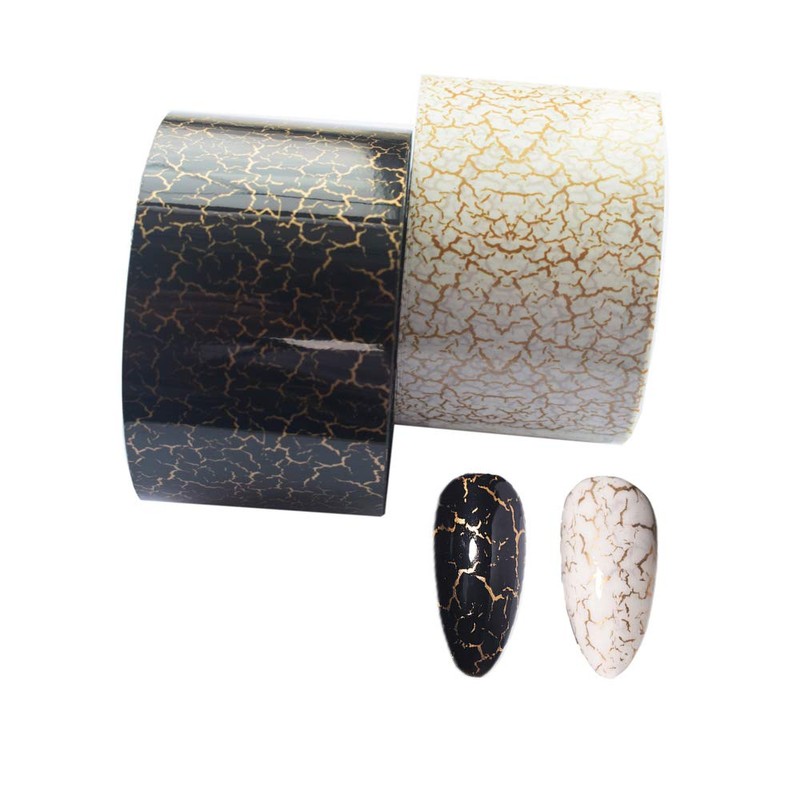 1 Roll Gold Black Base Marble Crackle Transfer Foil Full