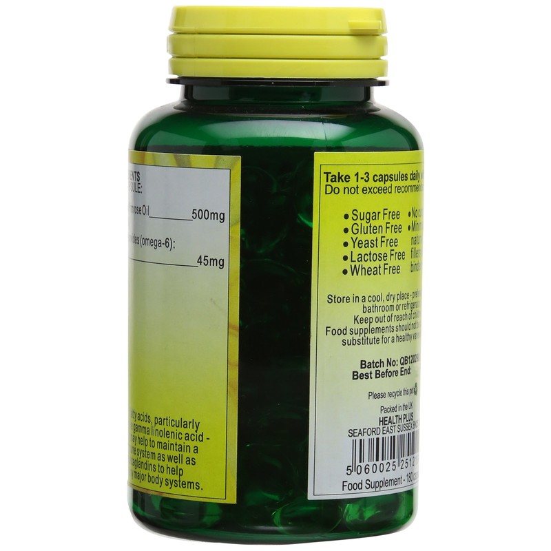Health Plus Evening Primrose Oil 500mg Omega-6 Supplement - 180