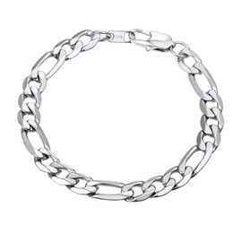 PROSTEEL Bracelets for Men 21cm Figaro Stainless Steel Chain Bracelet