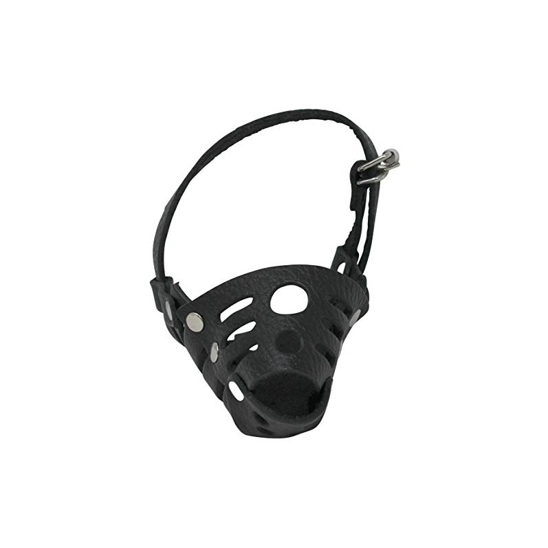 Real Leather Dog Cage Basket Muzzle Black Small Breeds (Circumf.5.5";