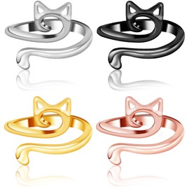 KAHIT 4pcs Crochet Ring For Finger For Tension Adjustable Crochet Tension Rings For Crocheting Cat Yarn Ring For Crocheting Crochet Finger Yarn Holder Crochet Rings For Women