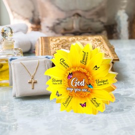 Gerrii Christian Gifts for Women Sunflower Inspirational Religious Gifts for Her Bible Verse Desk Decor Spiritual Acrylic Plaque Decorative Sign for Birthday Mom Sister Friend