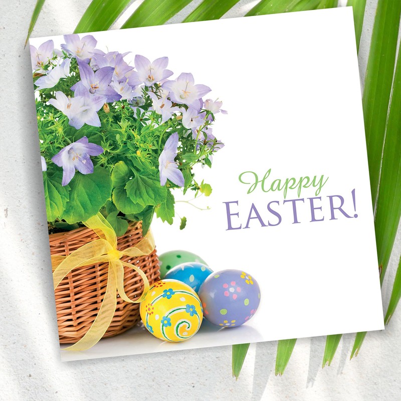 Easter Cards - Basket and eggs, pack of 5, with