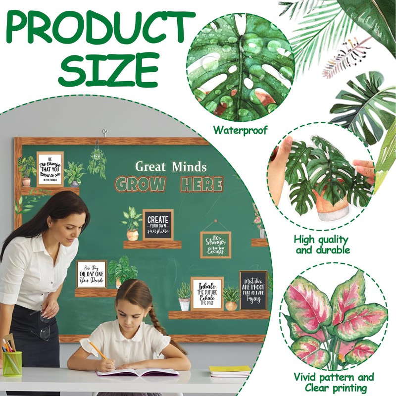 45 PCS Greenery Plant Motivational Bulletin Board Set Great Minds