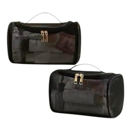 Black Transparent Nylon Mesh Bag for Cosmetics & Toiletries – Soft, Durable & Portable Makeup Organizer for Travel, Business & Everyday Use, Makeup Bag, Travel Toiletry Bag for Women and Men