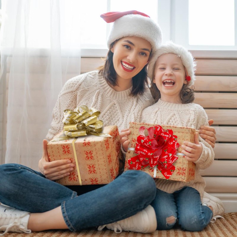 KINGLAKE Christmas Bows 24PCS Pull Bows Large Gift Bows for