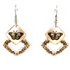Silver Plated Copper Butterfly Earrings for Women, Two-tiered Rhombus shape