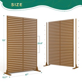 72" H×47" W Metal Privacy Screen Outdoor Privacy Screen Freestanding, Outdoor Privacy Screens and Panels for Patio Lawn Deck, Outdoor Privacy Panels Decorative Privacy Fence(Consists of 3 Panels)