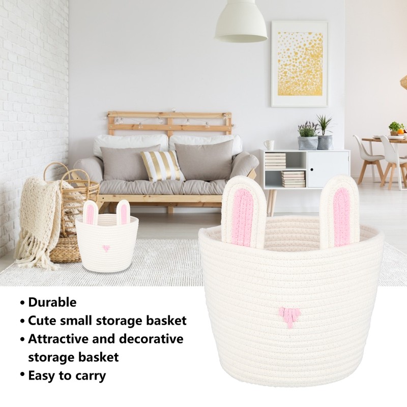 Storage Basket Rugged Lovely Small Bunny Attractive Decorative Home Furnishing