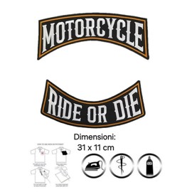2 Embroidered Patches Biker "Motorcycle | Ride Or Die " Iron On Patches for Vests and Vests Motorcycle Iron-On for Decorating Motorcycle Jackets, Embroidery on Pilot Motorcycle, DIY