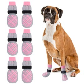 BEAUTYZOO Dog Socks to Prevent Licking for Hardwood Floors -Dog Boots Shoes for Small Medium Large Dogs -Double Side Grips Traction Control Anti Slip Socks for Puppy Doggie Senior Dog, Paw Protector
