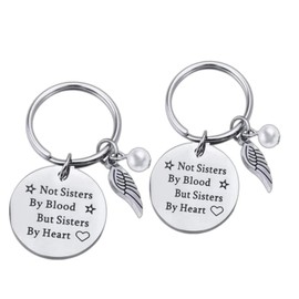 2pcs Friends Keychain for Women, Not Sisters by Blood But Sisters by Heart Friendship Gifts Keyring for Teen Girls, BFF Gifts Christmas Birthday Graduation Gifts for Best Friend Female