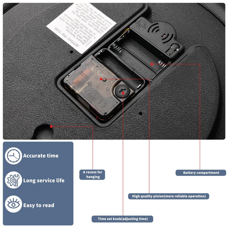 Belinlen 13 Inch Singing Bird Wall Clock Light Sensor Bird