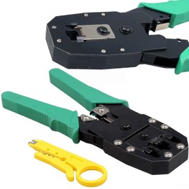 Safekom RJ45 Crimping Tool Cable Tester Punch Down Tool RJ45 RJ11 RJ12 Cat5 Cat5e Cat6 Ca6e Cat7 Crimping Crimper Wire Stripper Stripping Cutter Tools Kit Networking Ethernet Internet Telephone Cables