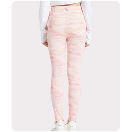 OUANDME Girls Printed Leggings UPF 50+ Lightweight Breathable Athletic Pants for Girls Cool&Smooth Touch Summer Activewear (12-13Y, Pink)