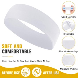 Hotop 30 Pcs Sport Headbands for Women Non Slip Stretchy Soft Fabric Elastic Sweatbands Bulk for Yoga DIY Team Gifts(White)