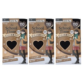 Atsugi FP7011 Girls' Tights (School Time) Warm Heating Tights, 110D x 3 Sets, Black