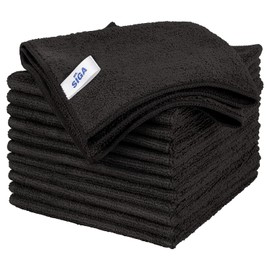 MR.SIGA Paños de Limpieza de Microfibra, paños de Limpieza para Ventanas, paños de Microfibra, Juego de 12 Unidades, Color Negro