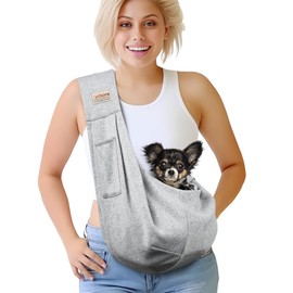 artisome Pet Dog Sling Carrier for 3-10 lbs pet,Dog Purse Pouch,Dog Satchel,Reversible unadjustable Strap Travel Hand-Free Safe Bag Small Puppy Backpack (Grey)