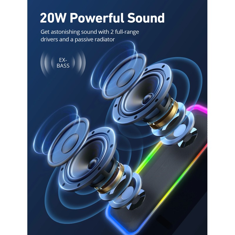 US Instock A8PRO Wireless Portable Bluetooth Speaker 20W Sound IPX6
