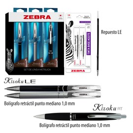 Zebra set de regalo bolígrafos metálicos Kizoku LE y Kizoku RT + repuesto Kizoku LE