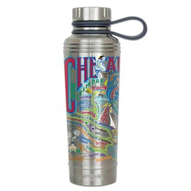 Catstudio Chesapeake Bay Stainless Steel Water Bottle | BPA Free Triple Wall Insulation with Non Slip Bottom | Great for Running, Hiking, Sports, & Travel