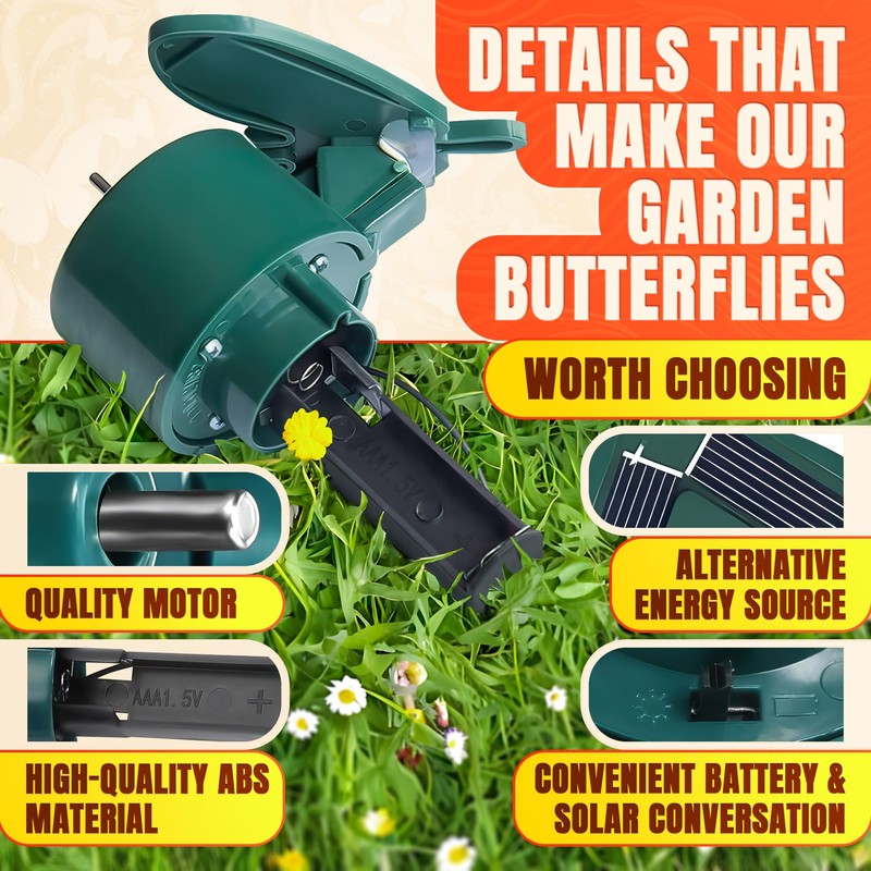3 Pcs Fluttering Solar Butterfly Garden Stakes - Waterproof Flying