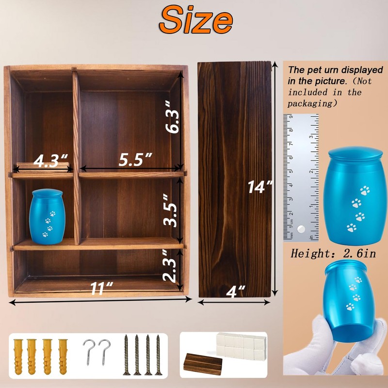 Sofunii Pet Memorial Shadow Box with Shelves for Dogs or