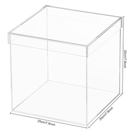 Dayaanee Clear Acrylic Box with Lid, Clear Acrylic Plastic Square Cube Containers Storage Box 7.9x7.9x7.9 Inches/200X200X200mm for Candy Pill and Tiny Jewelry Home and Outdoor