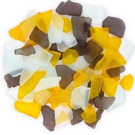 Sukh 15 OZ Frosted Sea Glass - Sea Glass Vase Fillers for Crafts Beach Glass Large Beach Pieces vase fillers for Home Decor Aquarium DIY Crafts (Black Tea & Clear & Orange Mix)