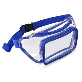 Clear Purses for Women Stadium, Fanny Pack Clear Bag Clear Bag Stadium Approved, Belt Bag Clear Stadium Bag Crossbody Bags for Women Trendy (Blue)