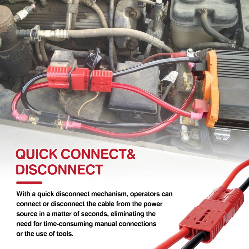 Venussar 24 FT Quick Disconnect Winch Power Cable, 4 Gauge
