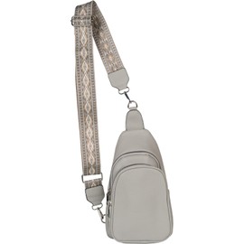 styleBREAKER Women's One Shoulder Backpack, Geometric Patterned Shoulder Strap, Plain Crossbody Bag, City Backpack, Sling Bag 02012400, lightgrey