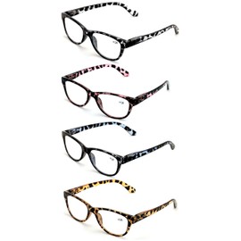 V.W.E. 4 Pairs Women Leopard Meow Reading Glasses - Fashion Clear Lens Readers Demi Tortoise (4 Pairs Assorted, 2.50)