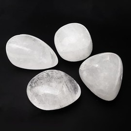 Tumbled Clear Quartz Crystals (4 Pack) - 1-1.5 Inch Smooth Master Healer Stones for Energy Amplification, Clarity & Healing - Polished Reiki Healing Crystals, Meditation & Manifestation