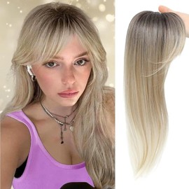 RUNRAYAY Hair Topper, 360° 3D Hair Toppers for Women with Thinning Hair, 18 Inch Long Pieces for Women Clip in Middle Part Bangs, Blonde Rt6/22/613A#
