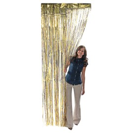 Fun Express - Gold Metallic Fringe Curtain for Party - Party Decor - Door Decor - Door Borders & Curtains - Party - 1 Piece