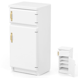 Dollhouse Furniture, Miniature Fridge Dollhouse Kitchen Miniature Furniture Dollhouse Furniture Wooden Fridge Toy Dollhouse Fridge Doll Kitchen Accessories