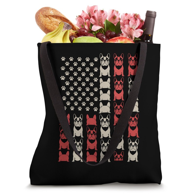 French Bulldog American Flag Paws Tote Bag